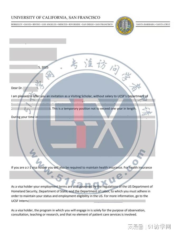 成功案例｜恭喜！Z医生获美国加州大学旧金山分校邀请函